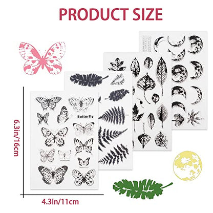 4 Themes 53Pcs Clear Stamps, Retro Rubber Clear Stamp, Transparent Silicone Stamps Seal for DIY Scrapbooking Card Making Decoration, Style B - style: Style B