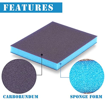 8Pcs 150 Grit Sanding Sponge, Jamiikury Fine Sanding Blocks Washable and Reusable, Wet Dry Sandpaper Sponge for Wood Metal FurniturePaint and Drywall - size: 150 Grits
