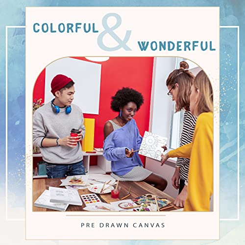 Honoson 6 Pcs 6 Inch Pre Drawn Outline Canvas Paint Kit with Pictures for Adults Paint Party Stretched Canvas Art Boards Set for Adult Beginner(Classic Style) - style: Classic Style