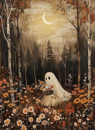 AIBOERL Paint by Numbers Kit for Adults Beginner,HalloweenGhost,12X16In | DIY Paint by Number for Adults, Beginner Friendly, High-Definition Color Canvas, Stress Relief, Home Decor, Gifts, Unframed - color: YH04100