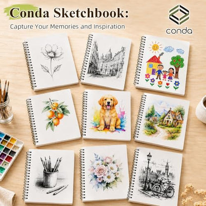 Conda 8.5"x11" Hardbound Sketch Book, 80-Sheets 90gsm Double-Sided Hardcover Sketchbook, Spiral Sketch Pad, Durable Acid Free Drawing Art Paper for Adults - color: Black, size: 8.5"x11" 1 Pack