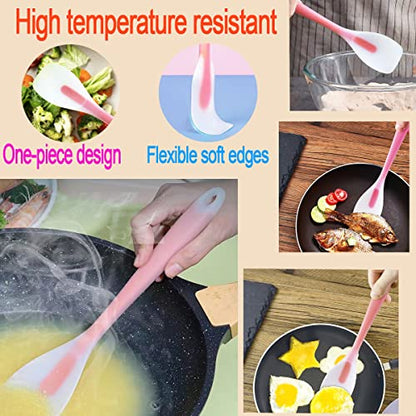KLAQQED 9Pcs Spatulas Silicone Heat Resistant Silicone Spatula Set Small Mini Long Jar Spatulas for Nonstick Cookware, Rubber Silicone Spoon Spatula Set for Baking Mixing Cooking Kitchen Utensils Set - color: Colorful