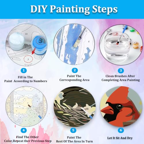 Artunion Framed Paint by Numbers Kit for Adults Beginners & Kids Ages 8-12,Northern Cardinal Paint by Number with Frame,Bird Paint by Numbers Kit on Canvas 10 * 10 Inch Without Easel - color: ZXT-399-F