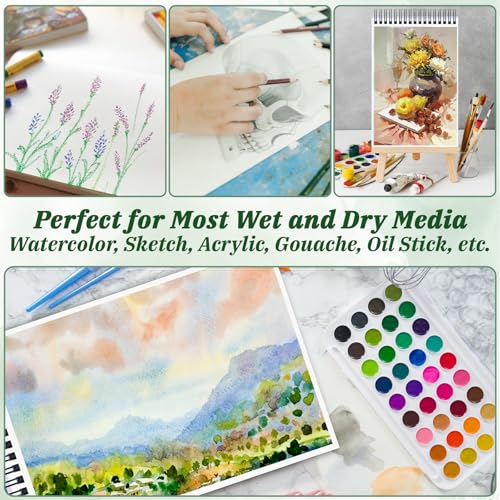 UZLU 6 Pack Watercolor Paper Pads, 9 x 12 Inch, 180 Sheets Total - size: 9x 12 in