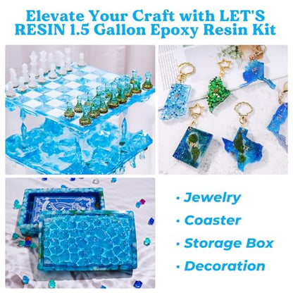 LET'S RESIN Resin Epoxy Kit, 1.5 Gallon Bubble Free & Crystal Clear Epoxy | Resin Art Supplies with Measuring Cups,Stir Stick,Gloves,Resin and Hardener for Mold Casting,Jewelry,Craft - size: 1.5gallon