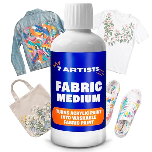 Fabric Medium for Acrylic Paint 8.45 fl oz – Turn Acrylics Into Washable Fabric Paint | Soft Flexible Matte Finish, No Cracking | Textile Medium for T-Shirts, Denim, Shoes & Tote Bags - color: Fabric Medium 8.45 fl. oz