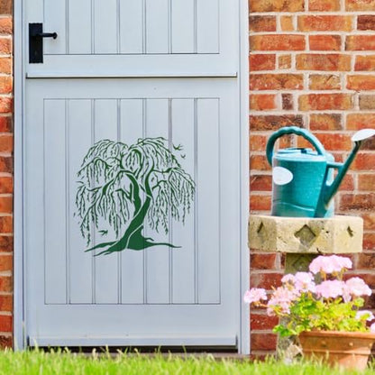 Willow Tree Stencil for Painting on Wall 11.8 x 11.8 Inch Reusable Plastic Craft Stencil for Painting on Wood Fabric Furniture, DIY Home Decor Stencils | 11.8" x 11.8" Plastic Craft Stencil, Willow Tree Wall Stencil, DIY Home Decor Template for Wood Fabri