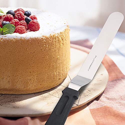 Angled Icing Spatula, Stainless Steel Offset Spatula, Cake Spatula Set of 2 Black 6, 8 inch Blade - color: Black