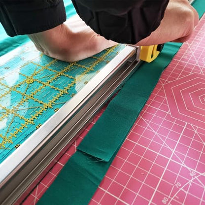 45mm Rotary Cutter and 24" L x 6" W Ruler Combo with Gridlines | Ideal Fabric Cutter for Quilting and Sewing Crafts | Comes with Two Replacement Blades