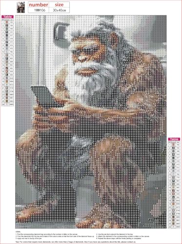 MXJSUA DIY Diamond Painting Kits for Adults, Bigfoot Diamond Gem Art Painting for Beginners, Diamond Picture with Full Round Drill Dots Craft Set, 12x16 Inch - color: Animals-10
