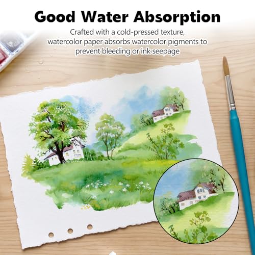 Watercolor Journal, 24 Sheets Cold Press Paper, 5.5 x 8.1 in, Green - color: Green