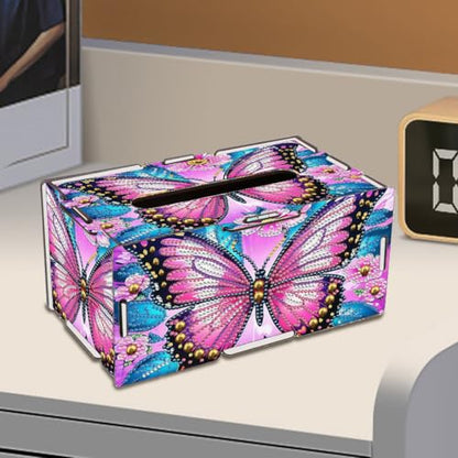 LSQFS DIY Diamond Art Tissue Box,Butterfly Ideal Gift for Craft Lovers - color: Pink Butterfly