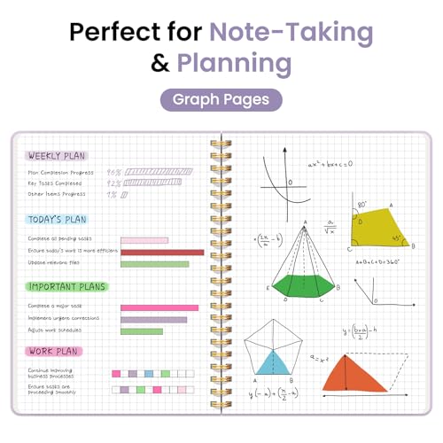 Taja Graph Spiral Journal Notebook for Women & Men, 140 Pages, Graph Paper Hardcover Notebook for Planning & Tracking, Journals for Graphing, A5(5.7" x 7.9") – Purple - color: E.Purple, style: c-Graph