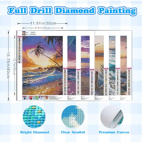 DOTSOPS 6 Pack Beach Diamond Painting Kits Art Adults Painting Kits | Crafts DIY 5D Diamond Art Packs Kits,Full for Adults,Beginner Home Wall Decoration Gift 11.8 x 15.7 Inches - color: Beach