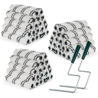 Paint Roller Covers, 60 Pack, 6 Inch, 3/8 Inch Nap | 6 Inch Microfiber Sleeves, 2 Anti-Rust Metal Frames Included, Ideal for Wall & Furniture Painting - size: 6 inch paint roller 60 pack