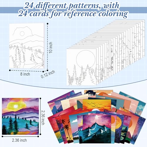 Sherr 24 Pcs Pre Drawn Canvas for Painting Adult Pre Printed Canvas Bulk Sip and Paint Kit Stretched Panels Paint Set for Theme Valentine Painting Night Party Favor(Mountain,8 x 10 Inch) - size: 8 x 10 Inch, style: Mountain