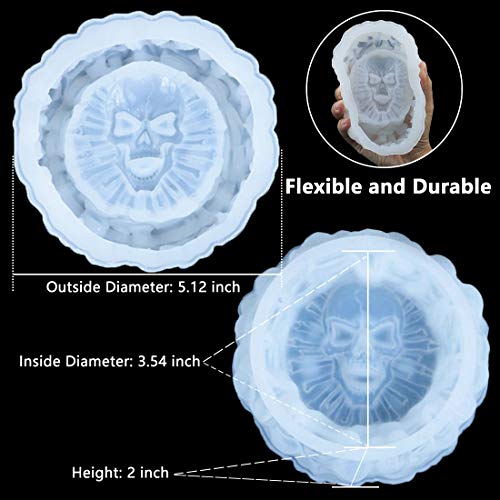 Resin Mold, Silicone Ashtray Mold Halloween Skull DIY Craft Gift Epoxy Resin Casting Molds Keletons Jewelry Storage Mould for Party, Home Decoration - size: Skull-01