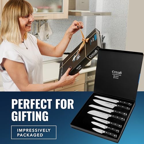 Cutluxe Chef Knife Set, 7-Piece Kitchen Knives – Razor Sharp German Steel | Professional Full Tang Blades with Ergonomic Handles – Artisan Series, Forged High Carbon - size: 7 Pcs Knife Set