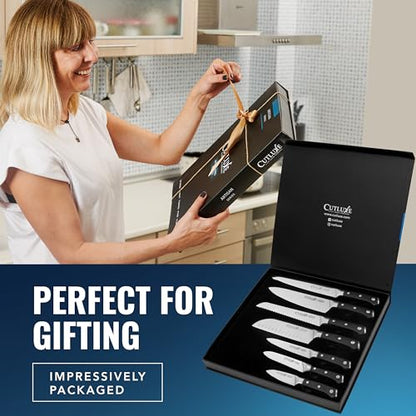 Cutluxe Chef Knife Set, 7-Piece Kitchen Knives – Razor Sharp German Steel | Professional Full Tang Blades with Ergonomic Handles – Artisan Series, Forged High Carbon - size: 7 Pcs Knife Set