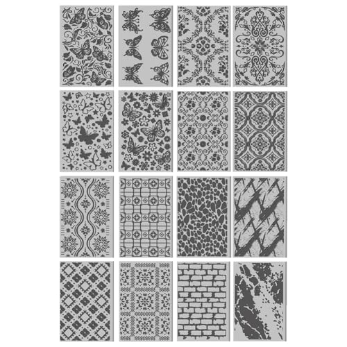 CHGCRAFT 16 Sheets Flower and Butterfly Clay Texture Mat Vintage Pattern Polymer Clay Texture Sheets DIY Tools for Pottery Earring Jewelry Making Stamp Engraving Machines, 4x2.6inch - style: Flower and Butterfly