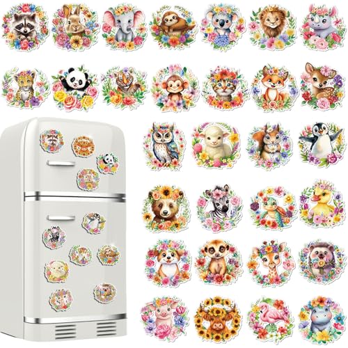 Xuhal 30 Pcs Animal Diamond Painting Magnets Diamond Art Kits for Adults | Flower Animal Refrigerator Magnets, Wreath Animal 5D Rhinestone Fridge Magnetic Sticker, Diamond Club Gifts, Small DIY Crafts - color: Wreath