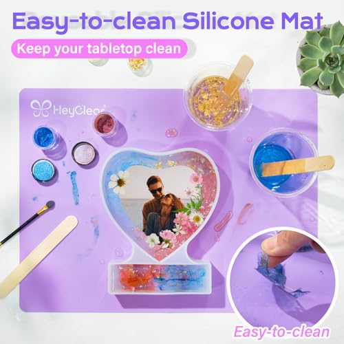 HeyClear Epoxy Resin Picture Frame Heart-Mold Kit, 34oz Clear and Hard Resina Complete Craft Accessories and Supplies Set for Casting Art, DIY Photo Gifts - size: 34oz frame kit