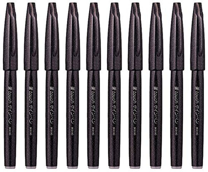 Pentel Fude Touch Brush Sign Pen (SES15C-A),Black Ink, Felt Pen Like Brush Stroke, Value Set