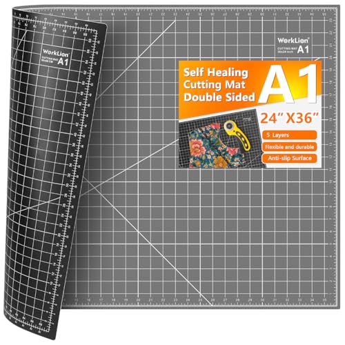 Self Healing Cutting Mat 24''x36'': Double-Sided 5-Ply Craft Cutting Board with Grid - Slip-Resistant Large Cutting Mat for Sewing, Fabric,Quilting, Crafts & Hobbies(Grey/Black) - color: Black/Gray, size: 36"L x 24"W