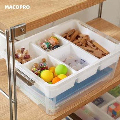 MACOPRO 17QT Clear Plastic Box Craft Storage Bin with Removable Tray & Lid - size: 1Pack-17QT
