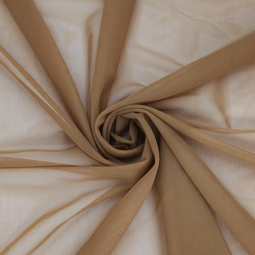 Power Mesh Fabric Superfine Stretch Net 5 Yards Long 60" Wide (Dark Nude) - color: Dark Nude, size: 5 Yards