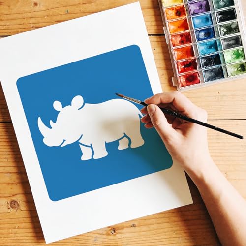 CUTHOLLOW Animals Fruit Plant Stencils, 24PCS 8-Inch Reusable Plastic | 24PCS 8-Inch Animals, Fruit & Plant Shapes, Reusable Washable Plastic, Painting, Crafts, Wall Art & Sidewalk Chalk - style: 25pcs-Animals