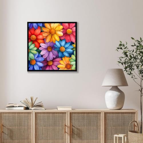 Flower Paint by Numbers Kit for Adults, DIY Canvas Oil Painting 10x10In | With Frame,Pre-printed Canvas, Vibrant Acrylic Paints & Brushes, Beginner Friendly DIY Craft, Perfect Home Wall Art Gift - color: Flower-2605