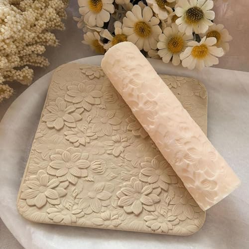Flower Texture Clay Roller Clay Molding Tool Fashion Practical Lightweight Portable for Artwork DIY Crafts Jewelry Making Pottery Roller Tool