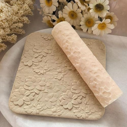 Flower Texture Clay Roller Clay Molding Tool Fashion Practical Lightweight Portable for Artwork DIY Crafts Jewelry Making Pottery Roller Tool