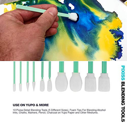 Jacquard Pinata Alcohol Inks Black and White Bundle, Blanco and Mantilla Black and 10x Pixiss Ink Blending Tools - color: Blanco & Black