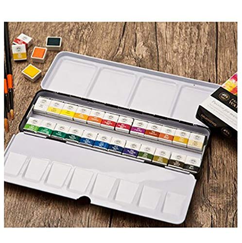 MUNGYO Professional Half Pan Size Water Colors Set in Tin Case/Integral Mixing Palette in The lid (24 Colors) - color: 24 Colors