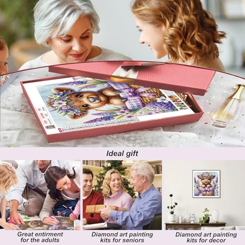 Stalente Diamond Painting Kits for Adults Cow, 5D DIY Diamond Art Kits for Beginners Round Full Drill Diamond Painting for Home Wall Decoration Gift 12×12inch, Animal
