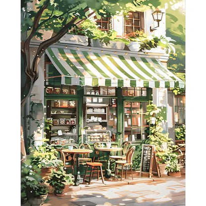 Paint by Numbers Kit for Adults, Cozy Café Number Painting Canvas Kit - color: Cafe-1