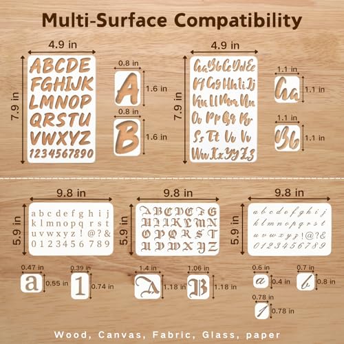 1/2 3/4 1 Inch Letter Stencils for Painting on Wood Reusable Plastic 20 Pack Large Alphabet Templates with Numbers and Symbols DIY Art Crafts for Canvas Porch Signs Journaling Supplies