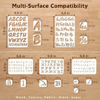 1/2 3/4 1 Inch Letter Stencils for Painting on Wood Reusable Plastic 20 Pack Large Alphabet Templates with Numbers and Symbols DIY Art Crafts for Canvas Porch Signs Journaling Supplies