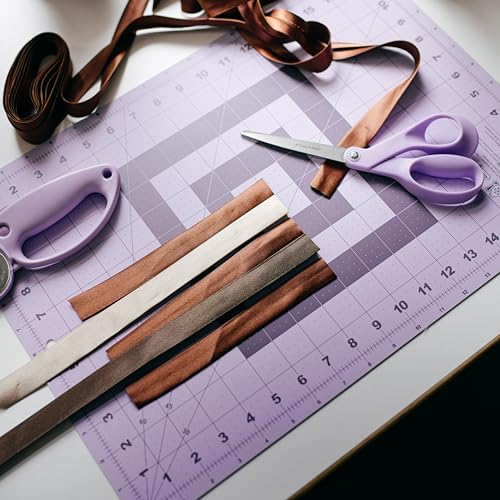 Fiskars 12" x 18" Self Healing Cutting Mat, Lilac Mountain Haze | Double-Sided Sewing, Quilting & Craft Cutting Board, Grid with 30 45 60 Degree Bias Lines for Fabric, Paper & DIY Projects - color: Lilac/Mountain Haze, size: 12"L x 18"W