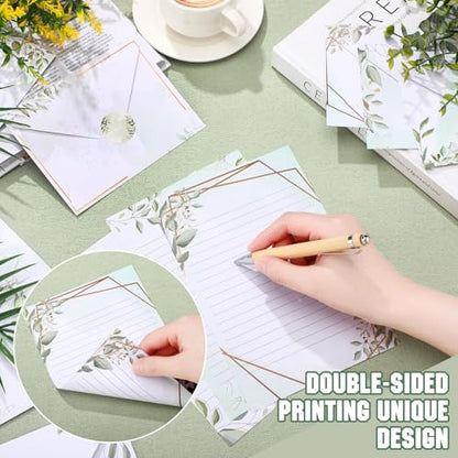 TaoBary 160 Pcs Eucalyptus Stationery Paper and Envelopes Set - size: 5.5 x 8.25 Inch, style: Eucalyptus