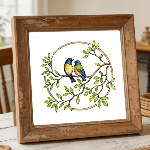 16 Pcs Birds Stencils for Painting Reusable Plastic 6×6 Inch Birds with Branch Stencils Drawing Templates for Crafts DIY Wall Canvas Notebook Knit Card Wood