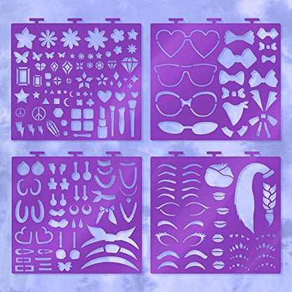 Fashion Angels Make-up & Hair Design Sketch Portfolio | Includes 40 Sketch Sheets, 4 Stencil Sheets & Stickers, Sketchbook for Beginners & Kids Ages 6+ - color: Make-up & Hair