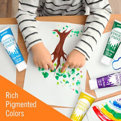 EXTRIC Finger Paint for Toddlers 1-3 Washable 12 PK, 2 OZ Tempera Paints | Includes: 12 Colors of 2 oz Finer Paints, Features: Non-Toxic, Washable, Use: At Home and School Crafts, Ages: Toddler, Kids - size: 2 Fl Oz (Pack of 12)