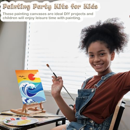 12 Packs Pre Drawn Canvas to Paint for Adults, Pre Printed Canvas for Kids, Pre Stretched Canvas Outline Painting Boards for Beginners, Students, Party Favor (5 * 7 inch, Landscape) - style: Landscape