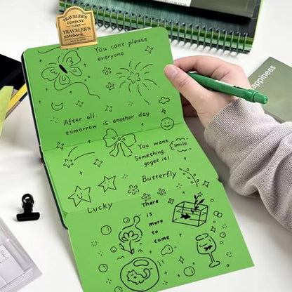 Small Premium Green Art Sketchbook,5.7 x 3.54 inches Mixed Media Notebook,34 Sheets 120 GSM Acid-Free Folding Drawing Papers, Hardcover Pocket Journal Sketchbook for All Artists - color: 120gsm-folding paper green