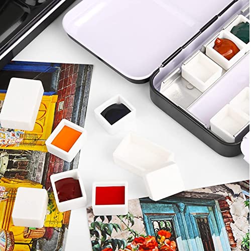 WANDIC Empty Watercolour Paint Pans, 100 Pcs White 1ML Paint Pans Plastic Paint Tins for DIY Watercolor Oils Watercolour Pans Replacements