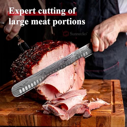 12 Inch Carving Knife,Brisket Knife for Roasts and Turkey | Ultra Sharp-High Carbon German Stainless Steel BBQ Slicing Knife with Gift Box - color: 12 inch Carving Knife