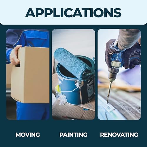 6 Pack 12x9 ft Extra Large Plastic Drop Cloth for Painting | Light grade, 0.4 mil
